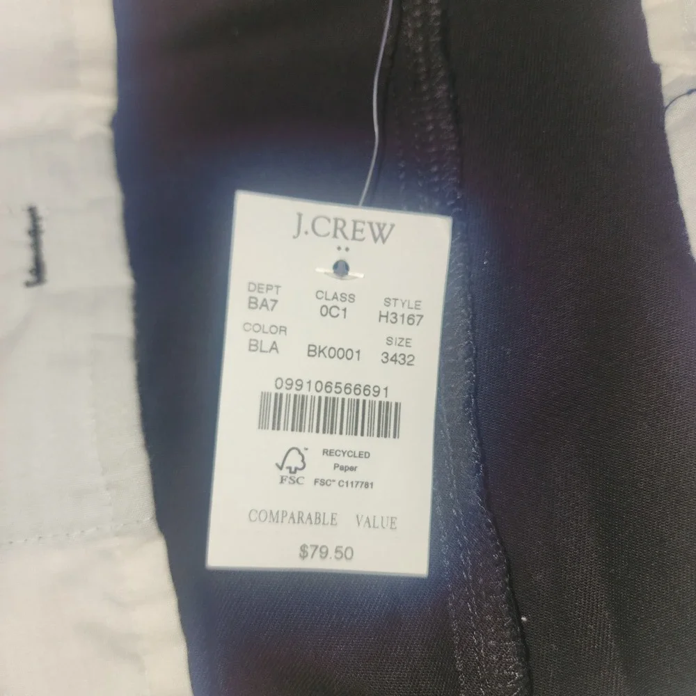 J.Crew Flex Slim Fit Chino Pants Mens 34x32 Black H3167 Cotton Stretch Trousers